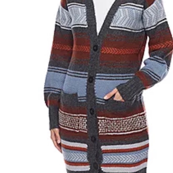ana Women’s  Long Sleeve Button Striped Cardigan - Picture 3 of 16
